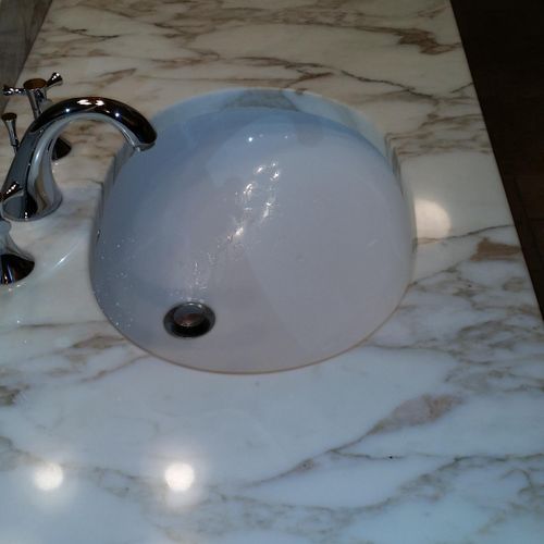 Marble counter top after polishing