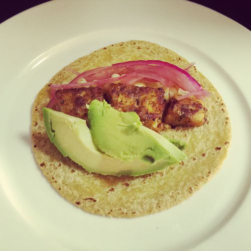 Vegetarian taco with Asian spiced tofu
