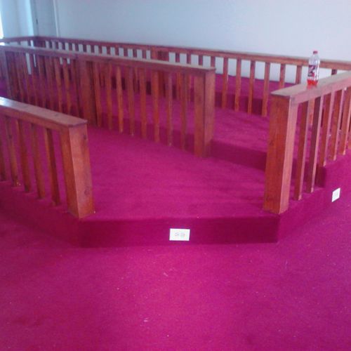 Carpet installed at a church. Floor and on stage.