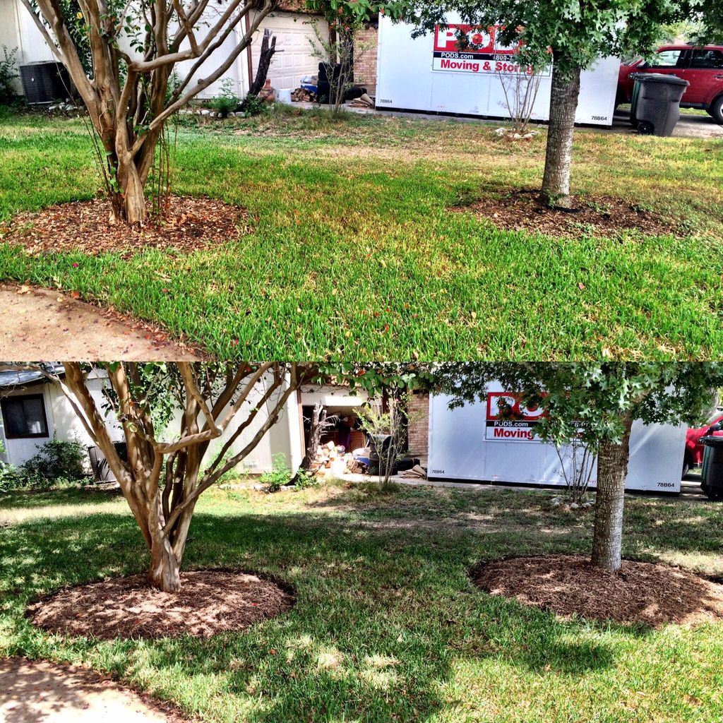 San Antonio Lawn Mowing, new edging and mulch arou