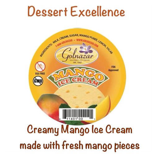 Creamy Mango Ice Cream made with real mango pieces