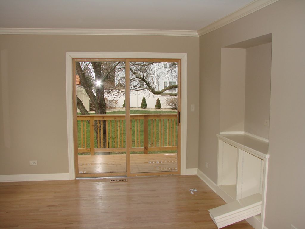 new deck and built in cabinetry in master bedroom