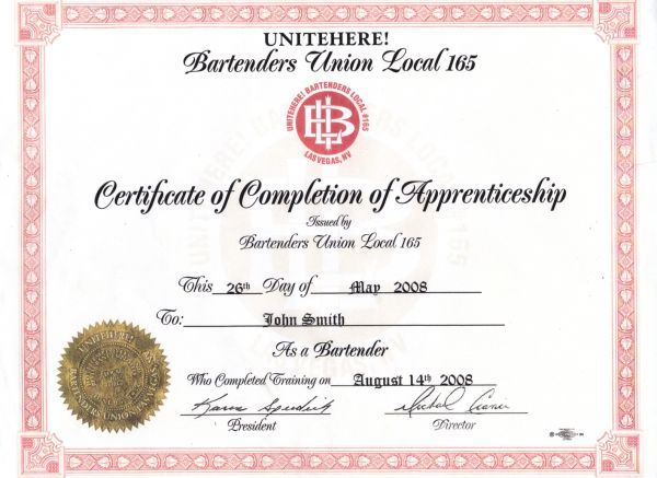 Bartenders Union Local 165 Certified
This is a Uni