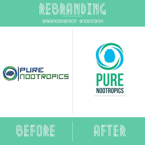 Before and after Branding of PURE NOOTROPICS