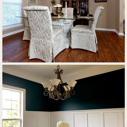 Top: Before picture of Dining Room  Bottom: After,