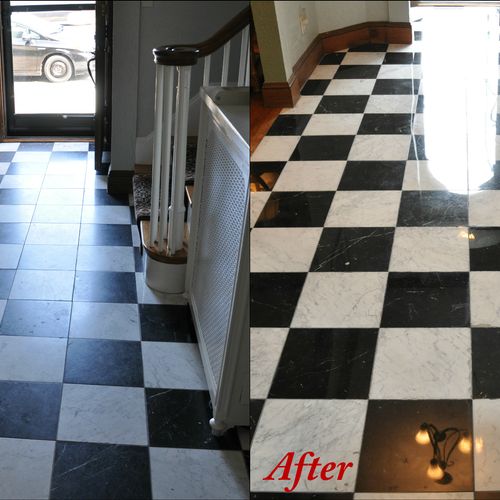 Marble floor in checkerboard pattern