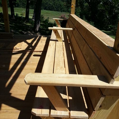Bench designed and built into the deck.