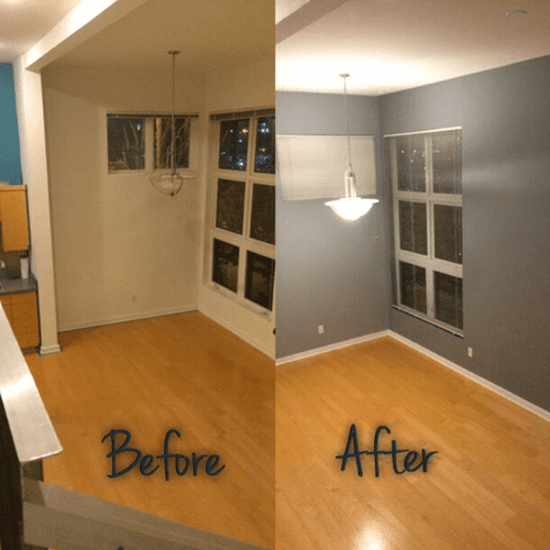 Interior paint before and after.