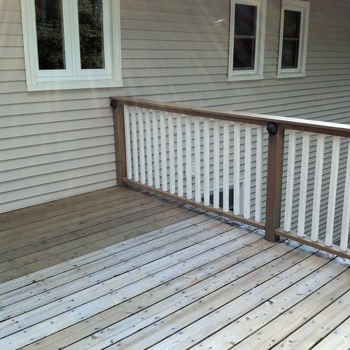 Deck stripped down to bare wood, machine sanded, w