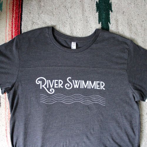 River Swimmer tee design for Christy Hays, 2018. 