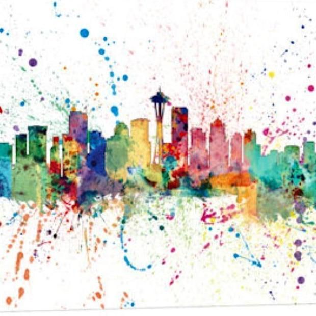 Rainbow city , painting