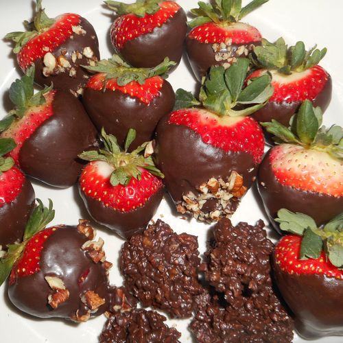 Chocolate Covered Strawberries and Pecan clusters