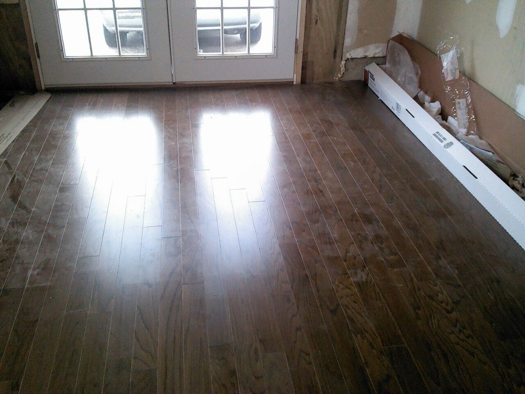installed hardwood floor over concrete floor, putt