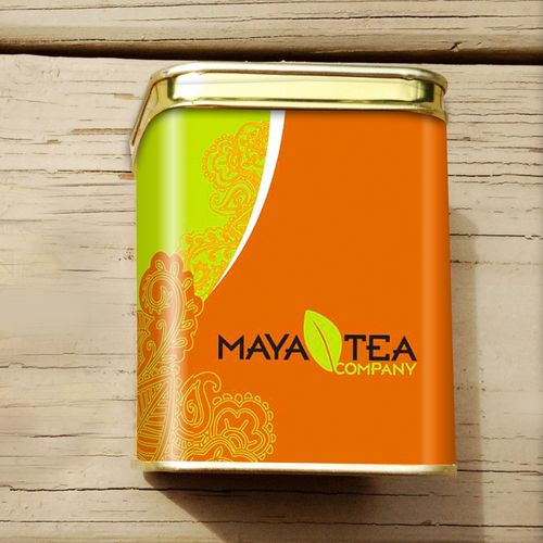 Package design for Maya Tea Company tea tin.