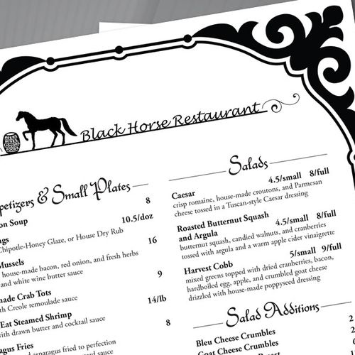 Fine Dining menu design - (hired through Thumbtack