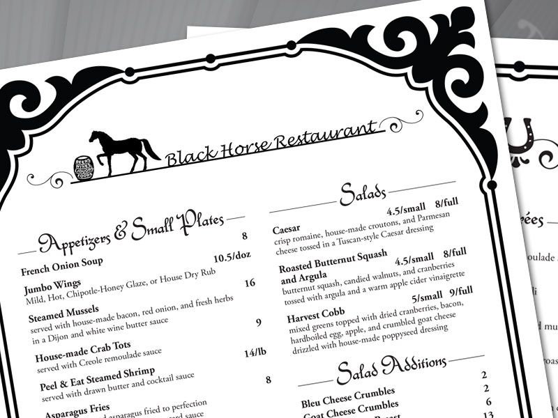 Fine Dining menu design - (hired through Thumbtack