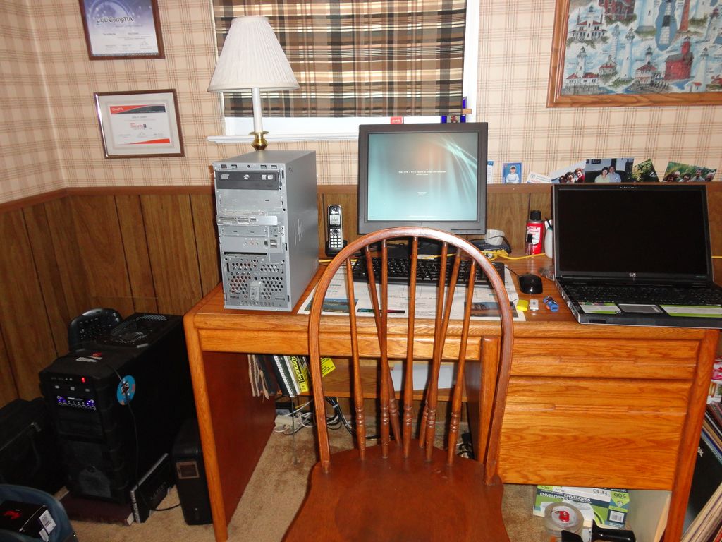 A desktop in repair.