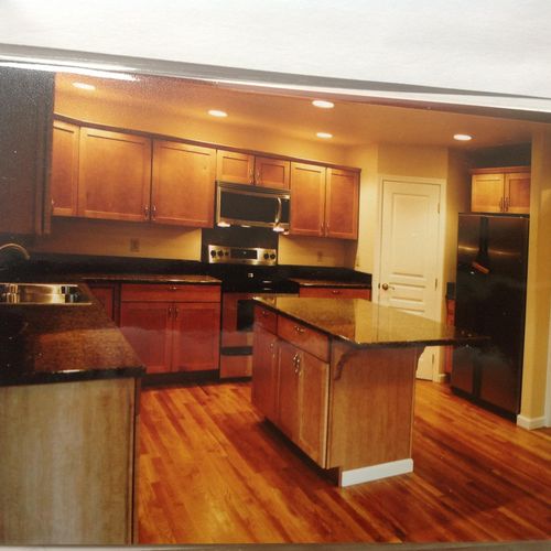 new kitchen with real hardwood floors (floors by o
