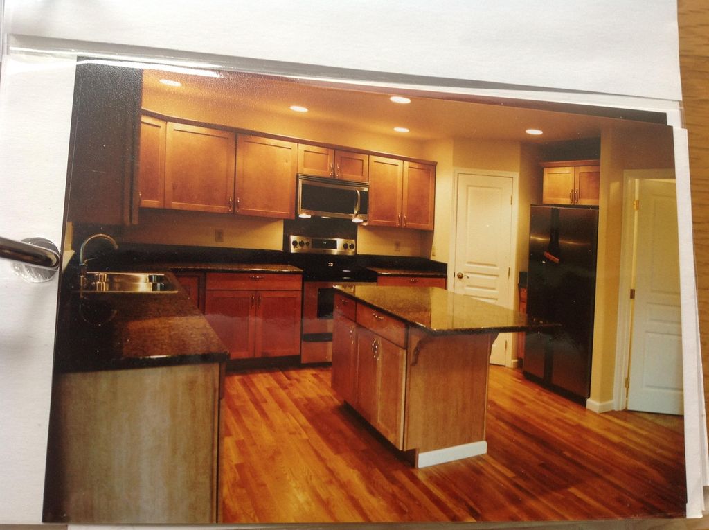 new kitchen with real hardwood floors (floors by o