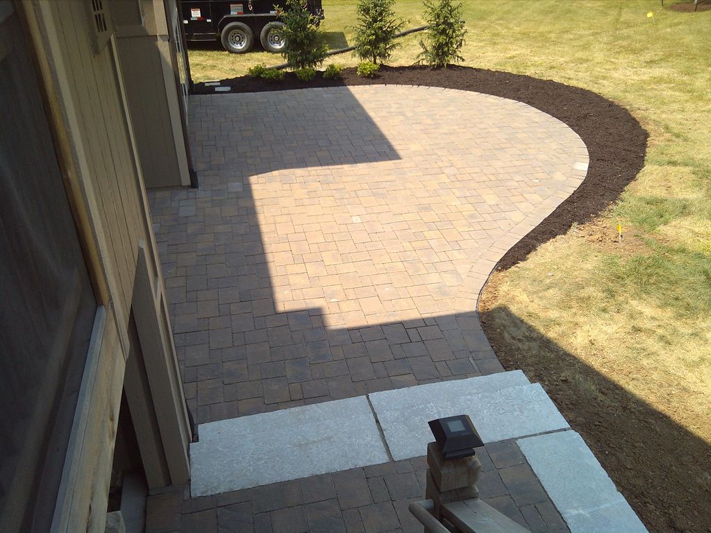 Patio, steps and plantings