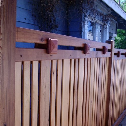 A custom Craftsman style fence in Mission Hills us