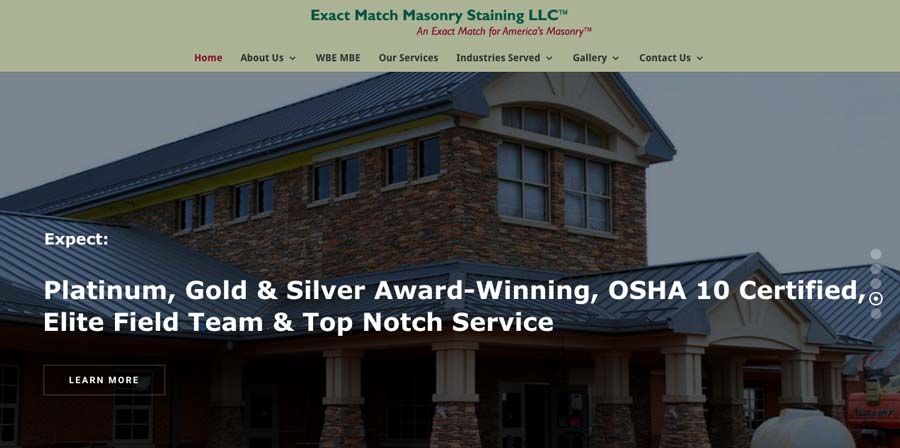Responsive website design for masonry staining com