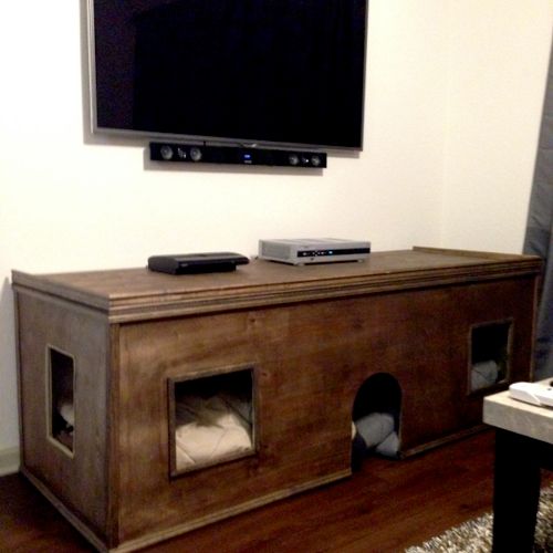 Custom made Tv stand for the dogs. Made in Big AL'