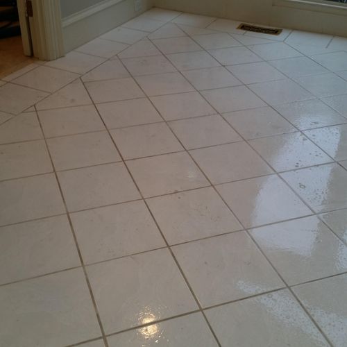 Before - Dirty tile and grout