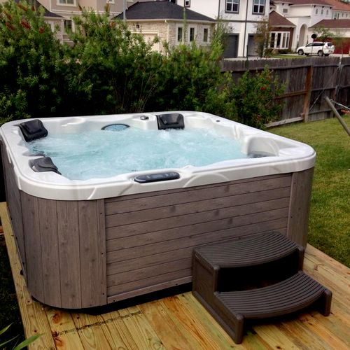Deck and Dimension One Diplomat hot tub install