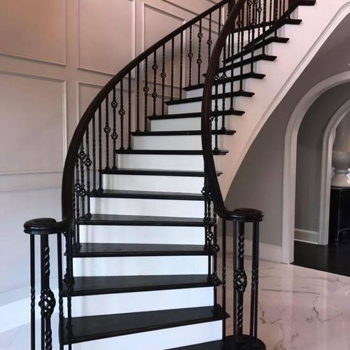 Staircase Remodel with Wrought Iron Ballusters
