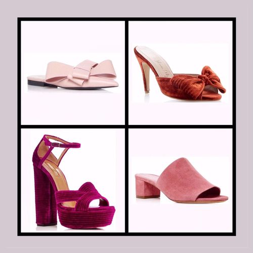 Summer shoes in 4 different hues of pink.