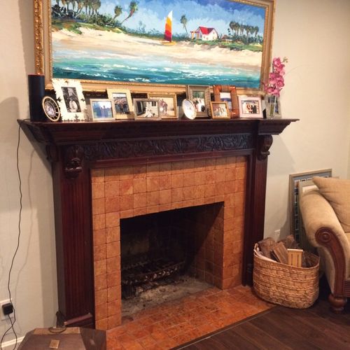 Fireplace is complete! You can’t believe the befor