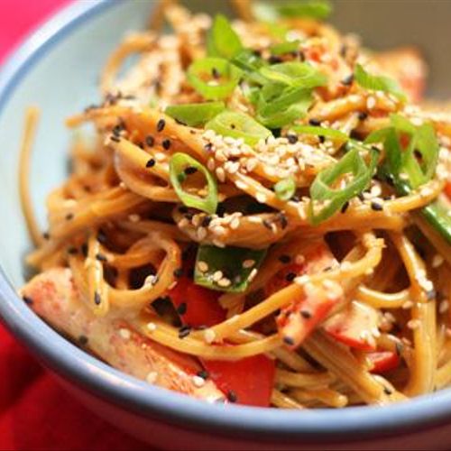 Asian Sesame Noodles. Loads of flavor and tons of 