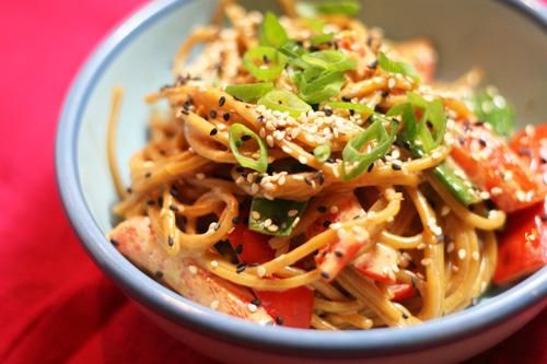 Asian Sesame Noodles. Loads of flavor and tons of 