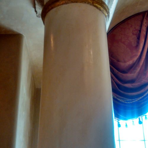 Concrete column overlaid with Italian polished pla