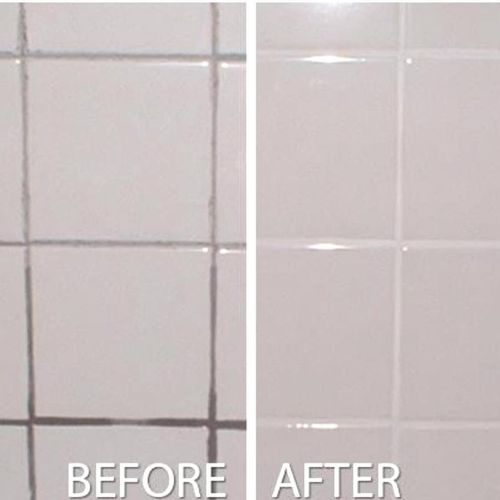 Grout was badly stained.