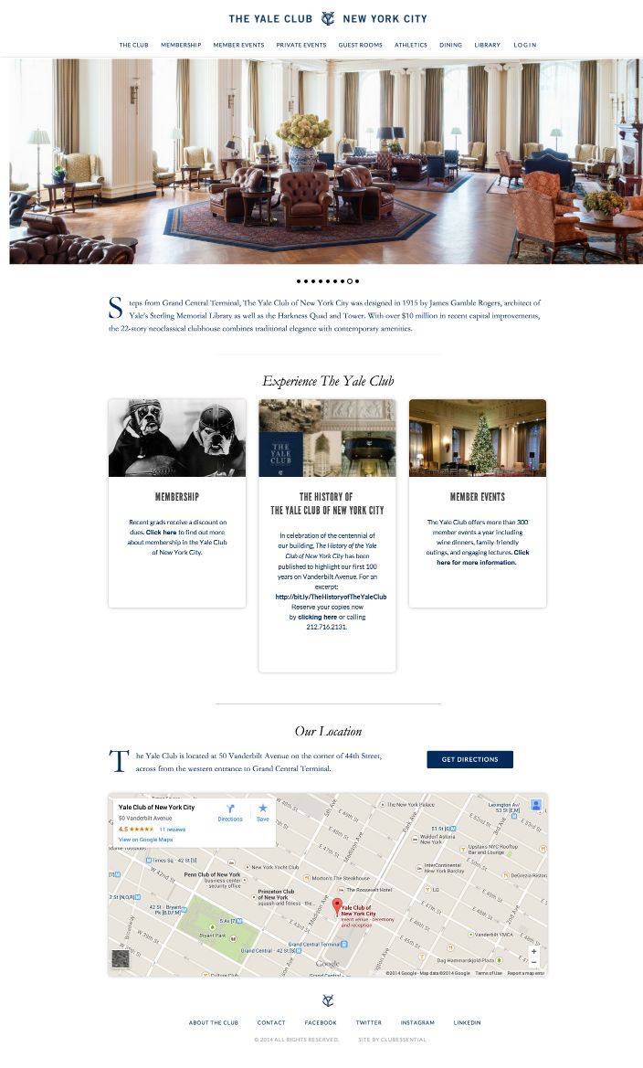 Website Design for The Yale Club of New York City