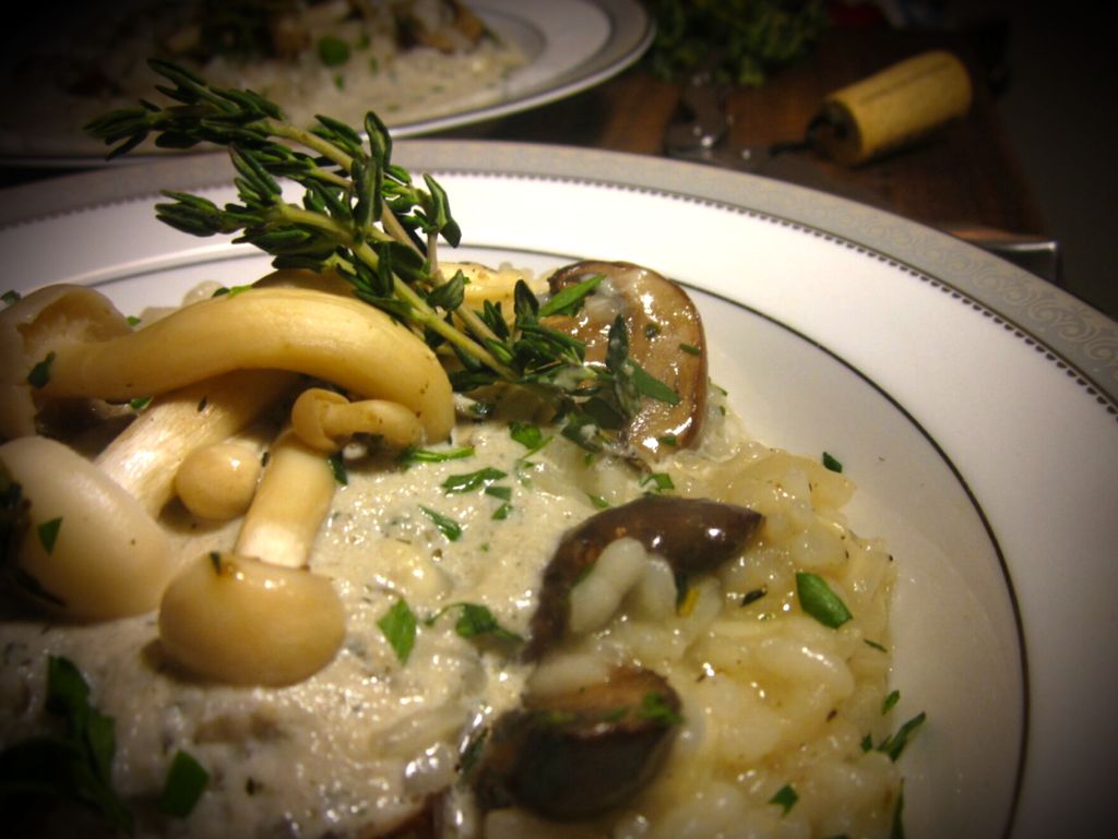 Shiitake mushroom risotto made with thyme, parmesa