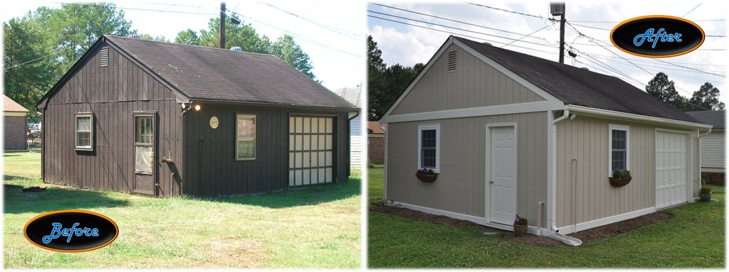 Detached Garage - Replaced siding, trim, new windo
