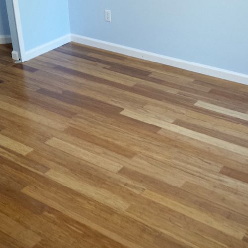 Floating wood floor I installed.  Came out very ni