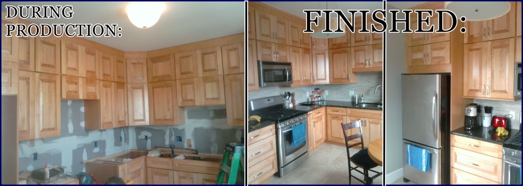 Kitchen #1 with new microwave, stove, cabinets, ti