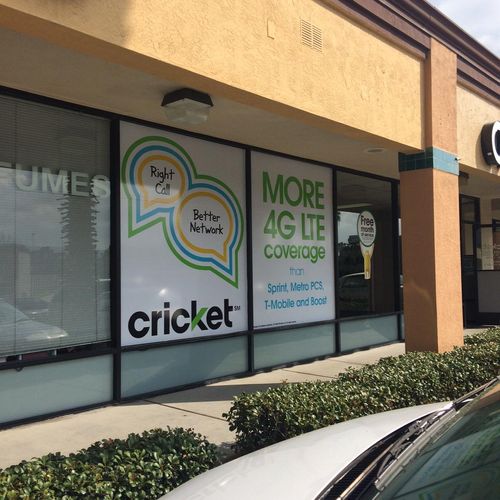 Window Decals for a Cricket Wireless Store. Not on