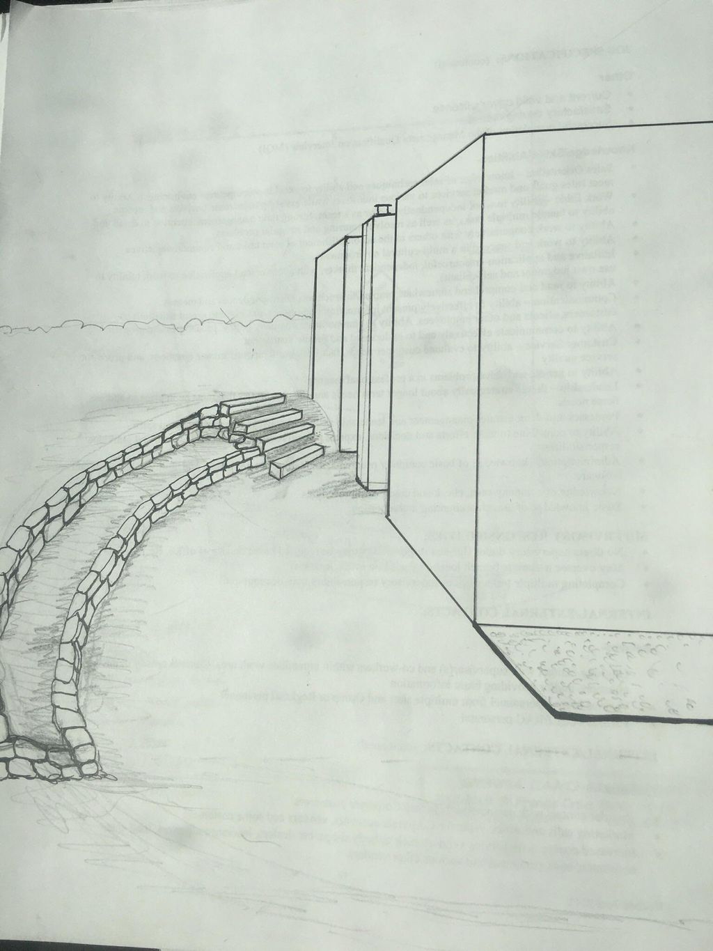 Concept sketch of a hardscape for a homeowners ass