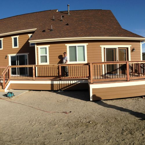 redwood deck with siding to match