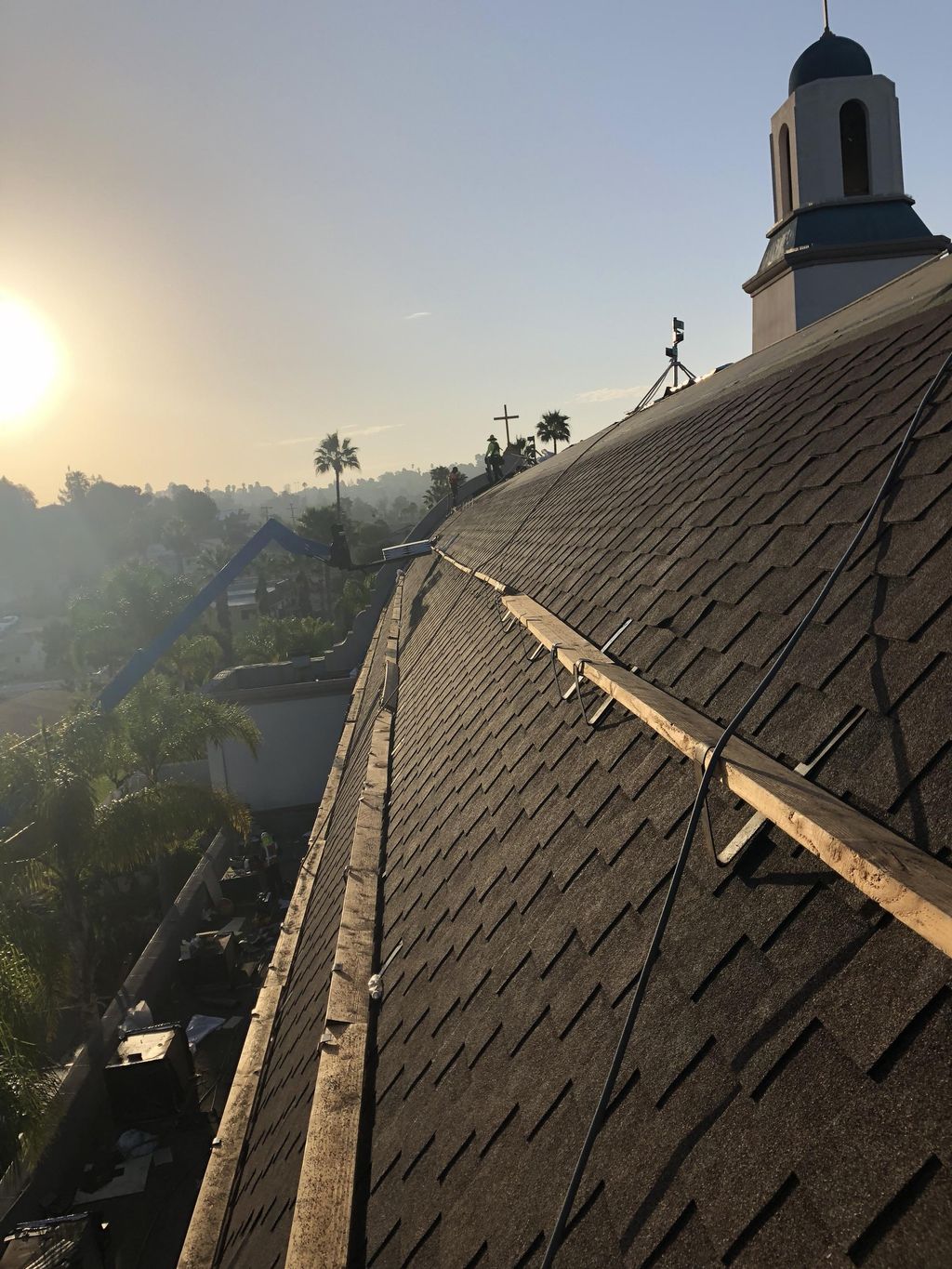 Presidential shingles on church.