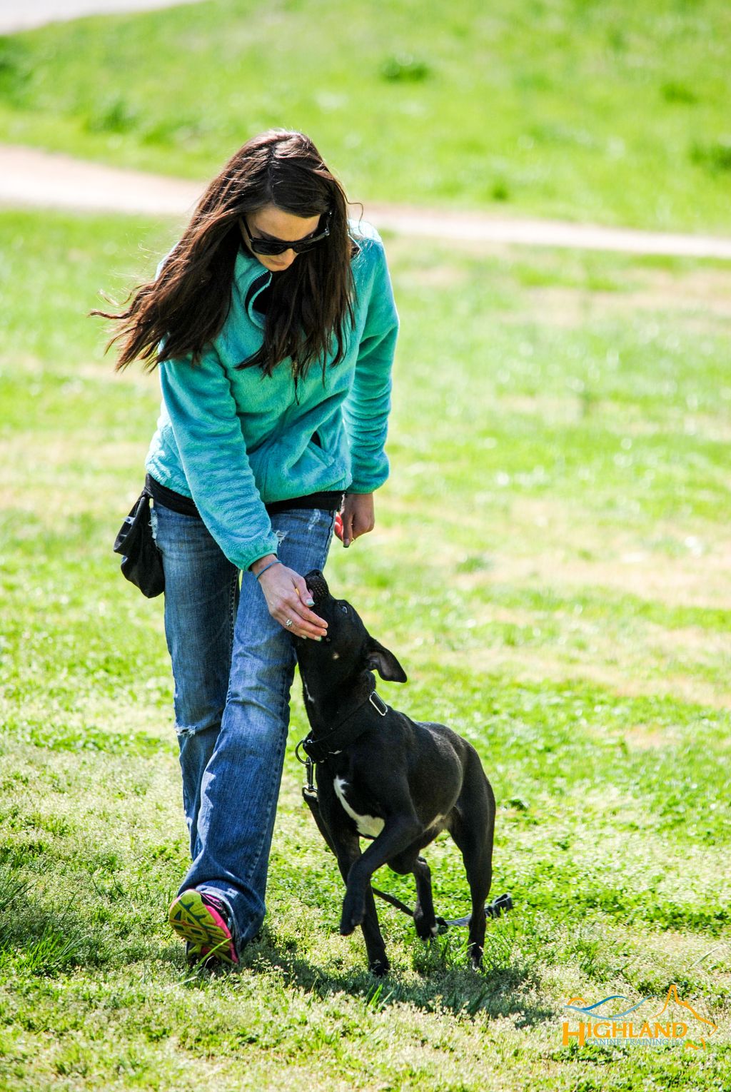 Working on the off leash "heel" command by luring 