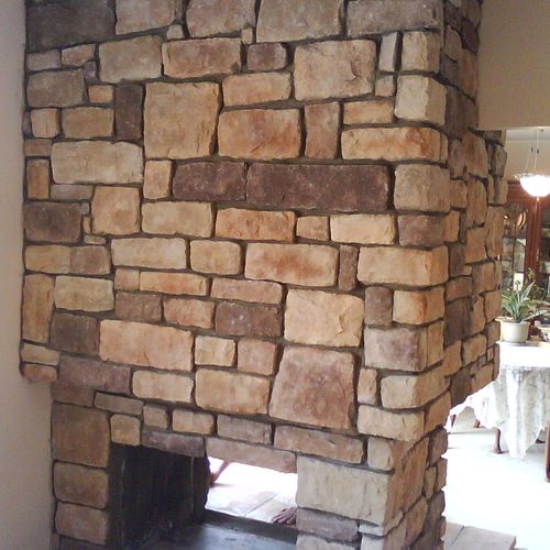 refaced with stone veneer