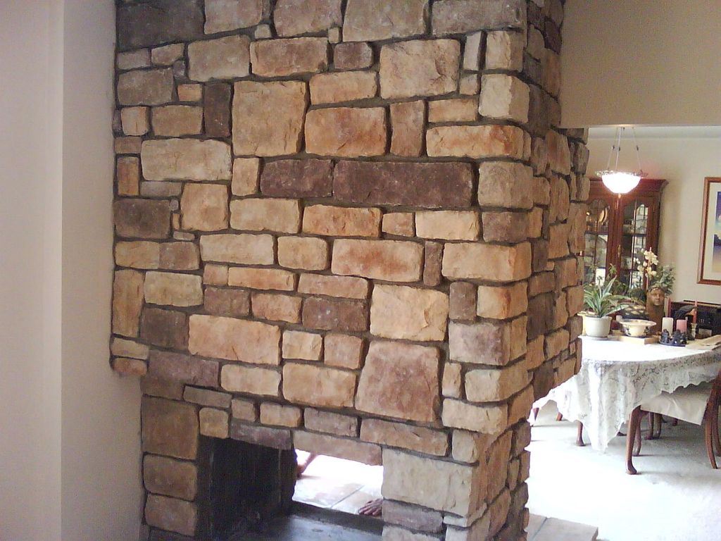 refaced with stone veneer