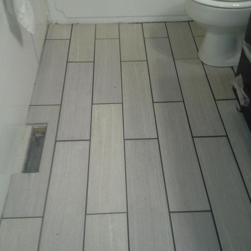 Bathroom tile in subway design