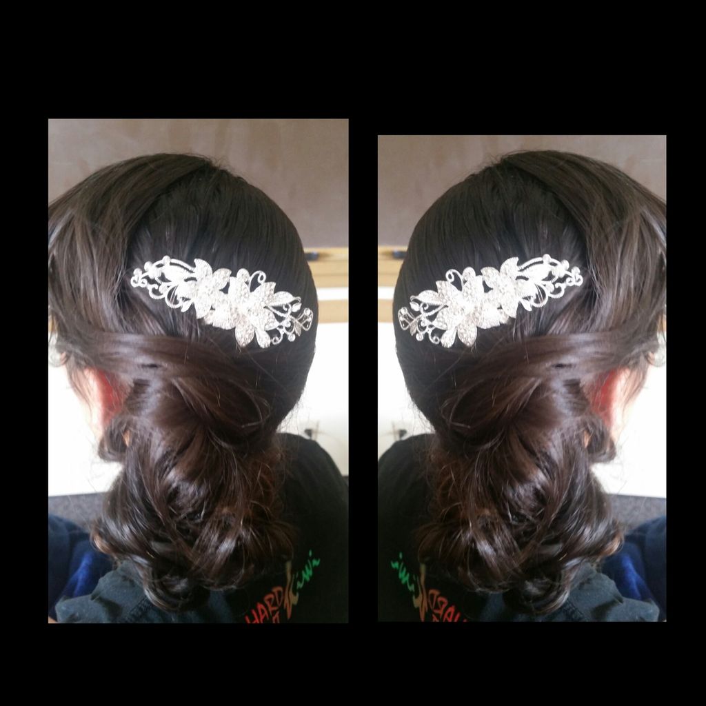 Side updo for this bride.